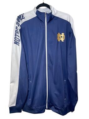 Notre Dame Fighting Irish Jacket Men’s Large Blue Track Zip Up Genuine Stuff